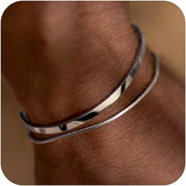 925 Sterling Silver Stackable Bracelets for Men