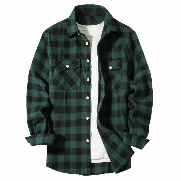 Men's classic plaid button-down shirt